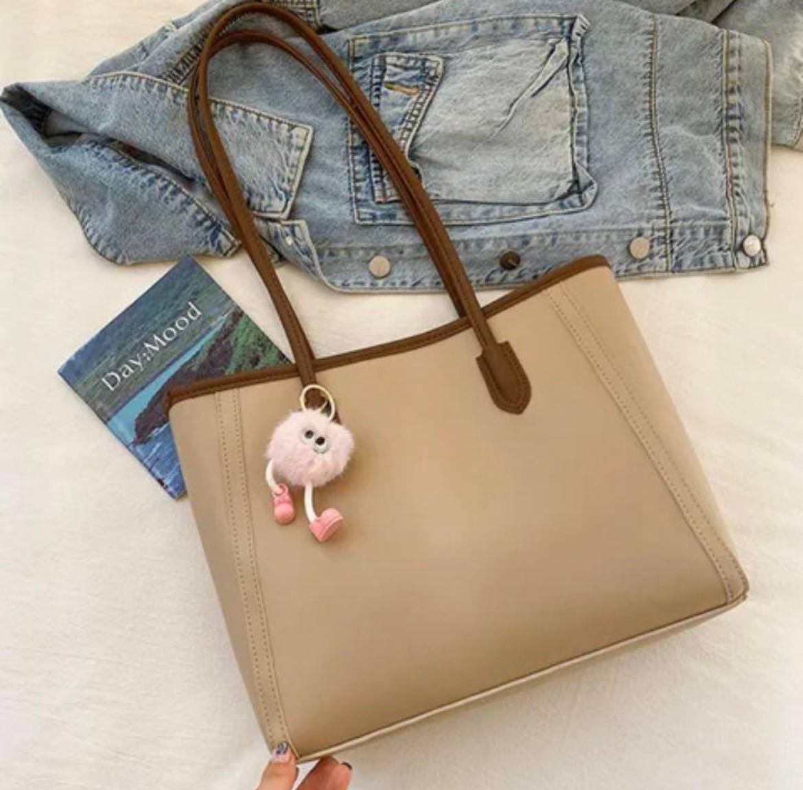 Sac Tote Bag Beige Simili-Cuir